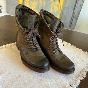 A.S.98 Men's or women’s Olive Brown Leather Lace-Up Ankle Boots